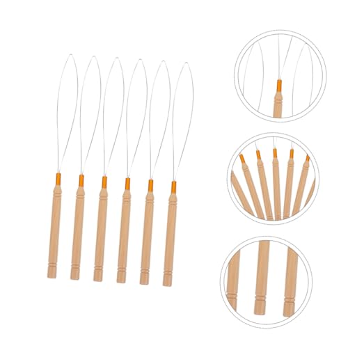 Didiseaon 6 Stück Teiliges Haarverlängerungs loop nadel Holzgriff Rostfreie Edelstahl häkelnadeln Rutschfeste Zughaken für Mikro ringe Leichtes DIY haarwerkzeug für Professionelle von Didiseaon