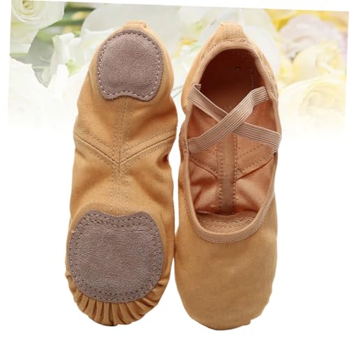 Didiseaon Ballettschuhe Damen Vollstretch Anti rutsch Sohle Professionelle Tanzschuhe für Ballett Yoga Jazz Modern Dance Erwachsene Camel von Didiseaon
