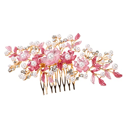 Didiseaon Braut Haarkamm Rosenblüte mit Blumenmotiv Langlebiger Metallkamm Eleganter Hochzeitsschmuck für Damen und Mädchen Stabiler Sitz für Festliche Anlässe Wie Tanz und Ball von Didiseaon