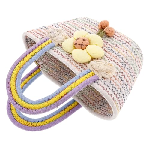Didiseaon Bunte Kleine Handtasche Damen Geflochtene Baumwolle Leichte Umhängetasche für Sommer Outdoor Modische Regenbogen Schultertasche Robust und Vielseitig für Alltag und Reise von Didiseaon