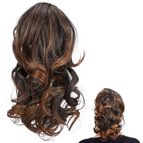 Didiseaon Clip-In-Pferdeschwanzverlängerung Gewelltes Lockiges Haar Natürliche 25 Cm Lange Perücke Synthetische Haarteile Für Frauen Und Mädchen (Dunkelbraun) von Didiseaon