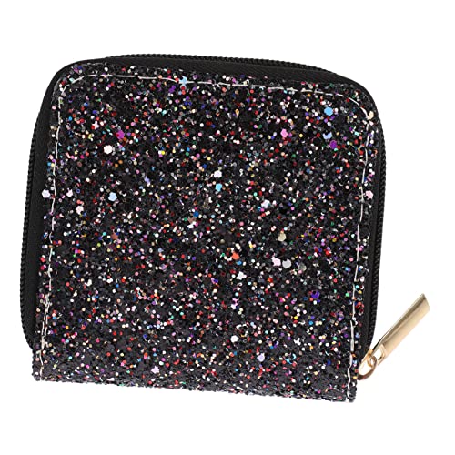 Didiseaon Damen Geldbörse Pailletten Mini Münzbeutel mit Reißverschluss Tragbares Portemonnaie für Kleingeld Karten und Schlüssel für Alltag Silberfarben von Didiseaon