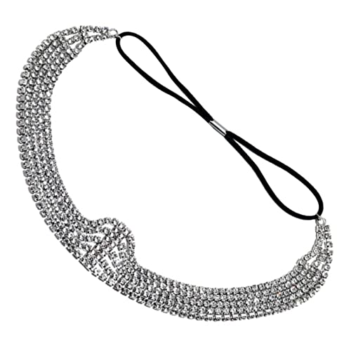Didiseaon Damen Haarband mit Mehrlagigen Funkelnden Strasssteinen Elastisches Stirnband als Modischer Kopfschmuck für Festivals Hochzeiten und Besondere Anlässe Silbernes Headchain von Didiseaon