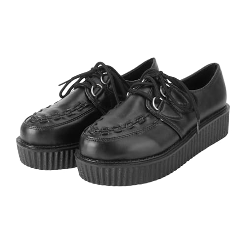 Didiseaon Damen Lederschuhe mit Dicker Plateau Sohle Runde Zehen Japanischer Retro Stil Atmungsaktiv und rutschfest Bequeme Mädchen Schuhe für Frühling und Herbst Vielseitig Kombinierbar von Didiseaon