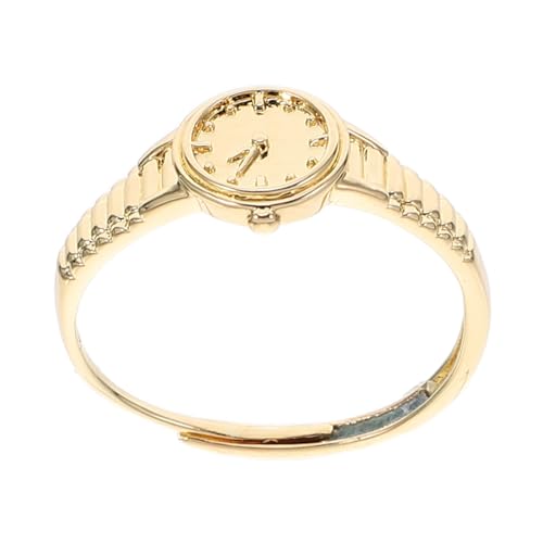 Didiseaon Einstellbarer Goldener Uhrenring Damen Mini Fingeruhr mit Offenem Design Vintage Stil Praktischer Schmuck für Alltag und Besondere Anlässe von Didiseaon