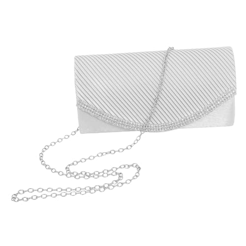 Didiseaon Elegante Damen Clutch Abendtasche mit Kette Silber Glitzernd Handtasche für Hochzeit Party Bankett und Festliche Anlässe Modische Leichte Umhängetasche von Didiseaon