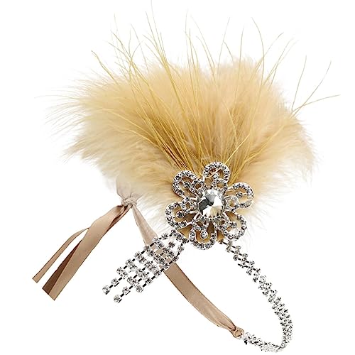 Didiseaon Vintage Kopfbedeckung Flapper-Kopfschmuck 20Er-Jahre-Feder-Kopfschmuck Abschlussball-Kostüm Haarschmuck 20Er-Jahre-Kopfschmuck Für Frauen Hochzeit Stirnband von Didiseaon