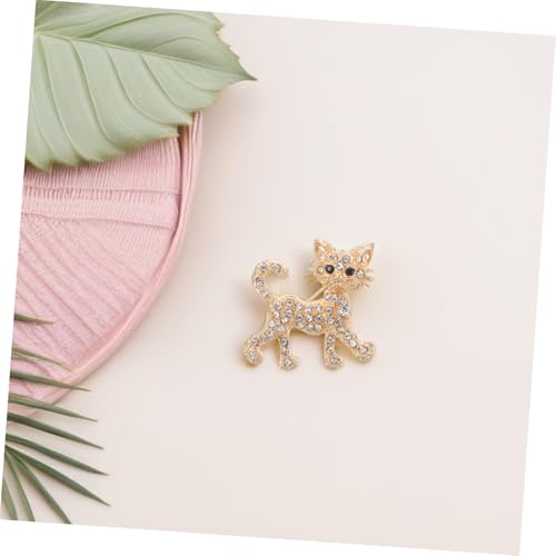 Didiseaon Goldene Katzenbrosche aus Strasslegierung Niedliche Anstecknadel für Kleidung Rucksack und Schal Detailreiche Handwerkskunst Langlebiges Geschenk für Damen und Herren von Didiseaon
