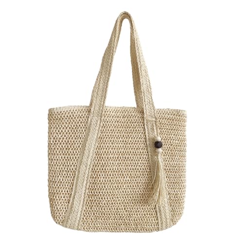 Didiseaon Große Geflochtene Strandtasche mit Breitem Schultergurt Leichte Vielseitige Badetasche für Sommerurlaub Einkauf und Outdoor Robuste Umhängetasche mit Großer Kapazität für Damen von Didiseaon