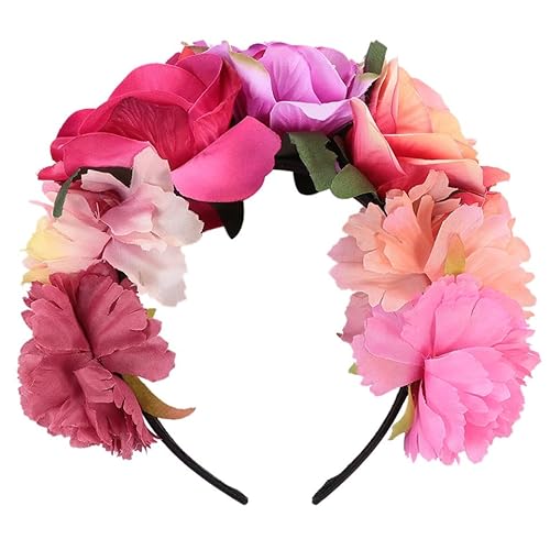 Didiseaon Haarreif Dirndl mit Rosen: Haarschmuck Oktoberfest Damen Trachten Haarschmuck mit Gemischten Blüten für Hochzeit Hawaii Halloween Karneval Mottoparty von Didiseaon