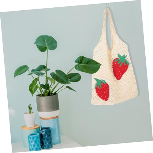 Didiseaon Handgewebte Schultertasche mit Süßem Erdbeermotiv Leichte Gehäkelte Tragetasche für Damen Praktische Sommer Strandtasche Vielseitige Handtasche für Alltag Urlaub und Party von Didiseaon