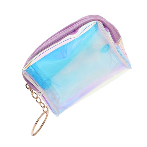 Didiseaon Holografische Transparente Münzgeldbörse mit Schlüsselanhänger Kleines Change Wallet für Damen und Mädchen Langlebiges Iridescent Pouch Keyring Modisches Kartenetui mit Klarer von Didiseaon