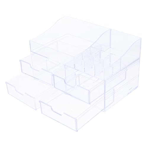 Didiseaon Kosmetische Aufbewahrungsbox Lagerung Schubladen Schalter Make-up-boxen Veranstalter Make-up-etui Fall Weiß Make-up-organizer Kosmetik Parfümorganisator Abs-material Transparent von Didiseaon