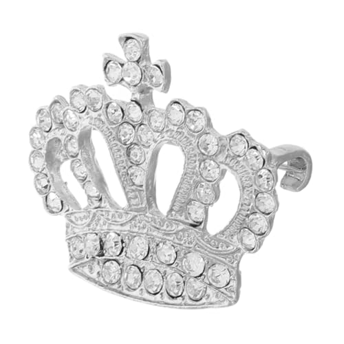 Didiseaon Luxuriöse Damen Brosche mit Krone und Schimmernden Strasssteinen Modischer Ansteckpin für Kleidung und Anzüge Elegante Schmuckbrosche für Frauen und Mädchen Silberfarbene von Didiseaon