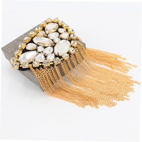 Didiseaon Metalllegierung Brosche Schulterabzeichen mit Strass und Quaste Multifunktional als Schulterklappe und Anstecknadel Dekorativ für Kleidung und Jacken Elegantes Goldfarbenes Design von Didiseaon