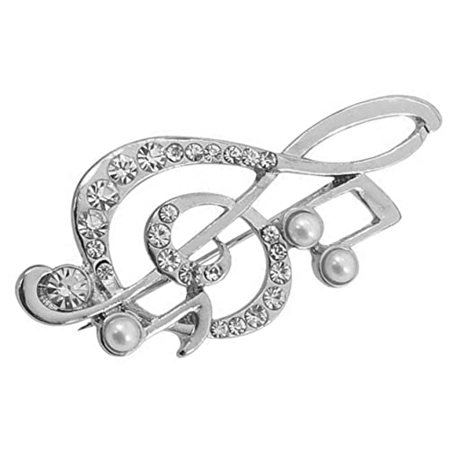 Didiseaon Musiknotenbrosche Musikstift Musik Brosche retro Brosche Silber abstecknadeln weihnachtsbrosche herren hut goldene deko Broschen für Frauen Mode-Perlen-Brosche Legierung Silver von Didiseaon
