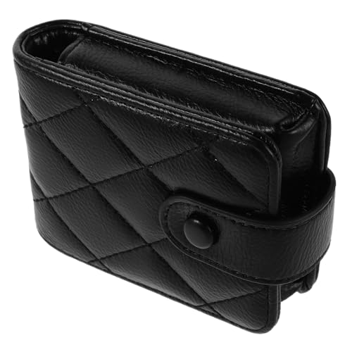 Didiseaon Quilted Mini Kosmetiktasche Damen Lippenstift Etui mit Spiegel Kleine Makeup Pouch aus PU Kompaktes Leichtes Reiseetui für Alltag und Urlaub Schwarzes Schminktäschchen von Didiseaon