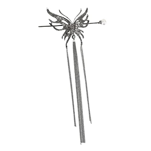 Didiseaon Retro Schmetterling Haarstab mit Perlen Haarnadel für Damen Leichter Haarstab zur Festen Fixierung Stylingzubehör für Hochzeiten Partys und Alltag Schwarzes Design von Didiseaon
