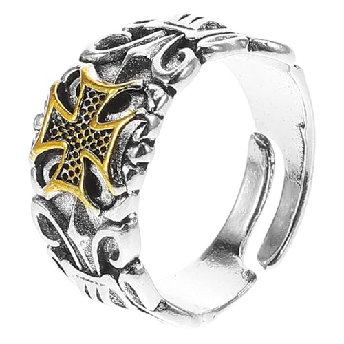Didiseaon Retro Verstellbarer Ring für Herren Cooles Punk im Vintage mit Prägung Accessoire für Partys Hautfreundlich Leicht Langlebiges Material von Didiseaon
