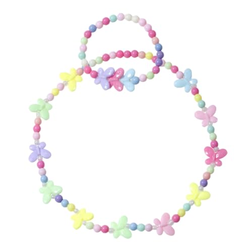 Didiseaon Schmuckset Buntes Acryl Armband und Halskette mit Schmetterlingsmotiv Robustes Modeschmuck Kleinkinder Jahre Kreatives Spiel Partyzubehör für Mädchen von Didiseaon