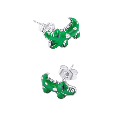 Didiseaon Sterlingsilber Kleine Krokodil Ohrstecker Mädchen Kreativer Ohrschmuck Modisch Grün Emailliert Charm Schmuck Geschenk für Damen und Jugendliche von Didiseaon
