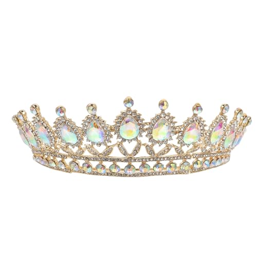 Didiseaon Stilvolle Braut Tiara Strass Haarschmuck Hochzeit Krone Goldenes Hochzeitskleid Accessoire von Didiseaon