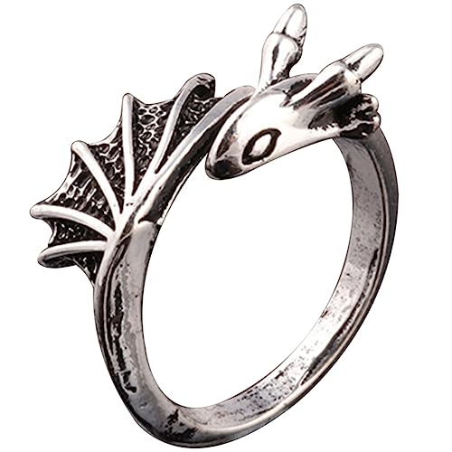 Didiseaon Titanring Drache für Herren Vintage Design Verstellbar für Halloween und Kostümpartys Schmuck für Unterschiedliche Styles von Didiseaon