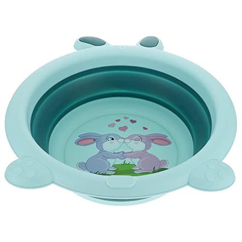 Didiseaon Tragbares Faltbares Waschbecken aus Sicherem Material Dickwandige Grüne Cartoon Junge Mädchen Waschschüssel für Füße Gesicht Camping und Haushalt von Didiseaon