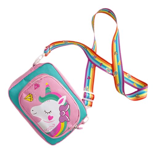 Didiseaon Umhängetasche Einhorn Crossbody Bag Mädchen Kleine Schultertasche Süß Vielseitig Tragbar Kleingeld Handytasche für Jährige Mädchen Rosa Cartoon Design von Didiseaon
