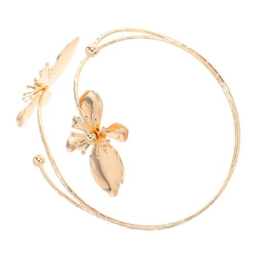 Didiseaon Verstellbarer Armreif Damen Metall Blüten Design Offener Oberarm Manschette Schmuck für Frauen Vielseitig Elegant für Party Date Hochzeit von Didiseaon