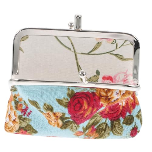 Didiseaon Vintage Damen Geldbörse Canvas Klein Kompakt mit Floralem Muster Zweilagig Robust und Leicht zu Reinigen Handliche Portemonnaie für Frauen Alltag und Ausgehen von Didiseaon