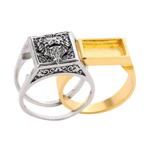 Didiseaon Vintage Herrenring mit Löwenkopf Verstecktem Fach Abnehmbarem Design Retro Geprägtes Band Stilvolles Schmuckstück für Halloween und Kostümpartys Robust und Praktisch von Didiseaon