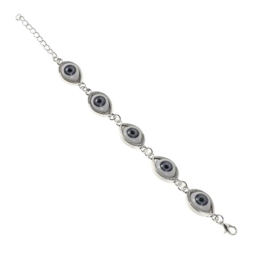 Didiseaon Vintage Punk Armband mit Blauem Evil Eye Charm Verstellbares Unisex Schmuckstück aus Antik Silbernem Modisches Statement für Damen und Herren für Partys und Alltag von Didiseaon