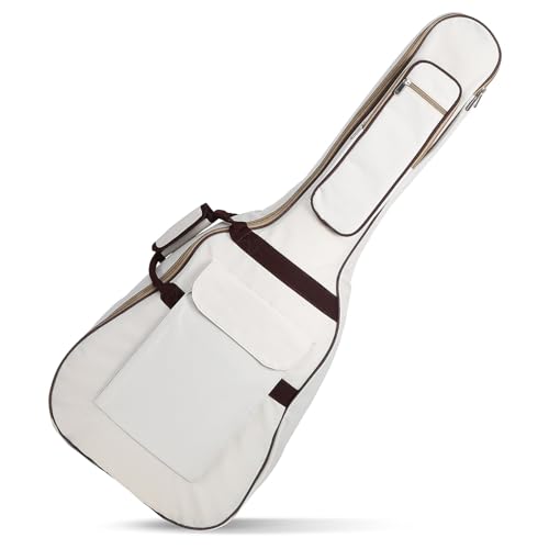 Didiseaon wasserdichte Oxford Gitarrentasche mit Baumwollpolsterung Geräumige Akustik und Klassikgitarrentasche Gepolsterter Gitarrenhalter Instrumenten Organizer Case in Beige von Didiseaon