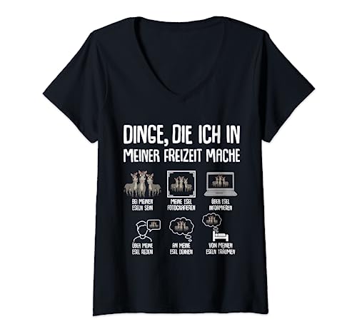 Damen Esel Liebhaber Damen Herren T-Shirt mit V-Ausschnitt von Die Besten Esel Flüsterer Geschenke