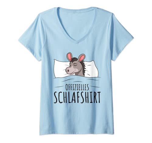 Damen Offizielles Schlafshirt Esel Schlaf Schlafanzug T-Shirt mit V-Ausschnitt von Die Besten Esel Flüsterer Geschenke