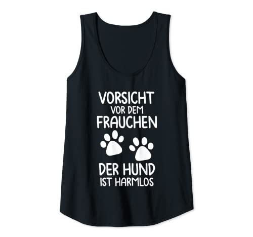 Damen Damen Vorsicht Vor Dem Frauchen Der Hund Ist Harmlos Tank Top von Die Besten Frauen Gassi Gehen Spruch T-Shirts