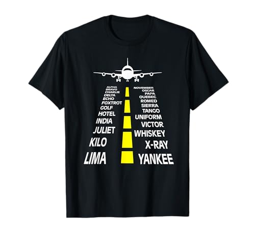 Die Besten Piloten Flugzeug Motive - Flugzeug Pilotenalphabet Pilot Fliegen Flug T-Shirt - Unisex Erwachsene & Kinder - Schwarz - S - Kurzarm - Klassische Passform - Geschenk für Flugbegeisterte von Die Besten Piloten Flugzeug Motive