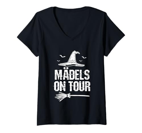 Damen Hexe Hexen Mädels On Tour T-Shirt mit V-Ausschnitt Damen Hexe Hexen Mädels On Tour T-Shirt mit V-Ausschnitt von Die Hexen Mädels On Tour