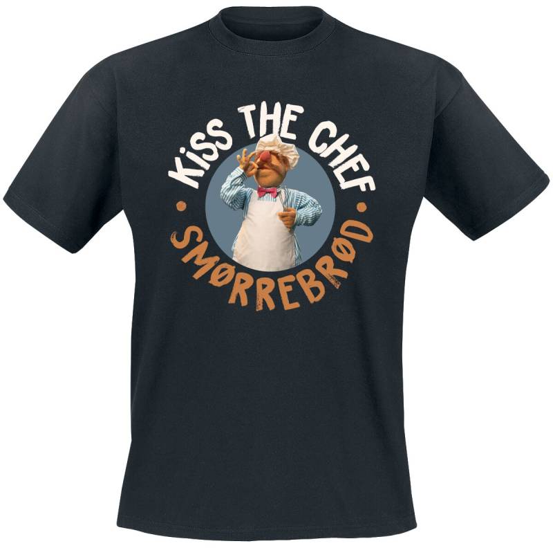 Die Muppets T-Shirt - Kiss The Chef - Smorrebrod - M bis 5XL - für Männer - Größe 5XL - schwarz  - Lizenzierter Fanartikel von Die Muppets