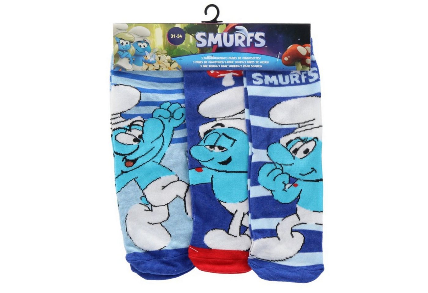 Die Schlümpfe Socken 3er-Pack Kindersocken farbenfroh & komfortabel (3-Paar) von Die Schlümpfe