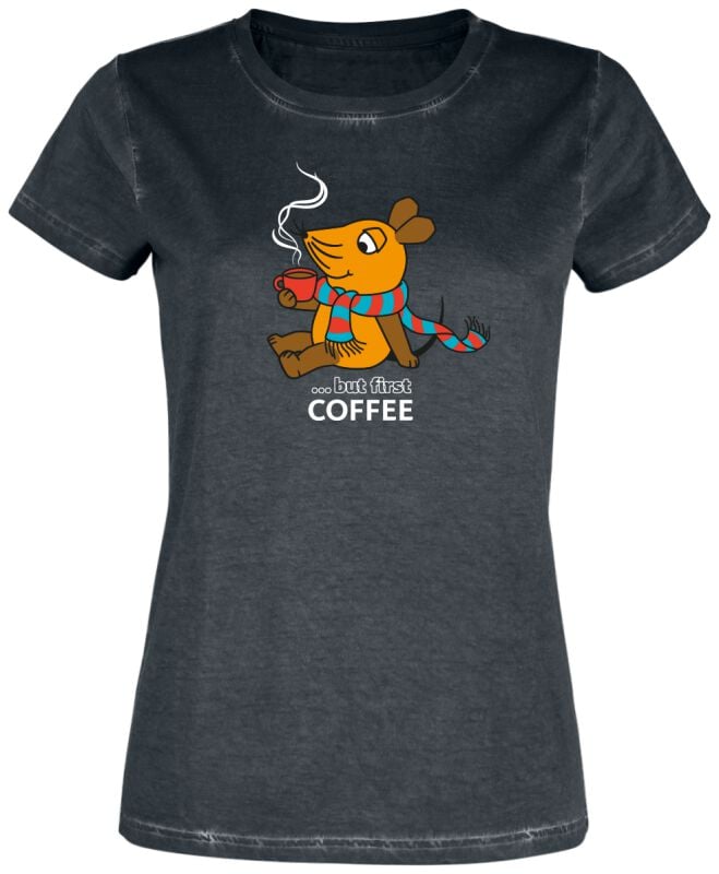 Die Sendung mit der Maus T-Shirt - Die Maus - ... But First Coffee - S bis 5XL - für Damen - Größe M - multicolor  - EMP exklusives Merchandise! von Die Sendung mit der Maus