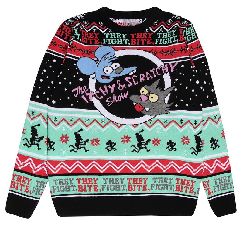 Die Simpsons Die Simpsons - Itchy & Scratchy Weihnachtspullover multicolor in S von Die Simpsons