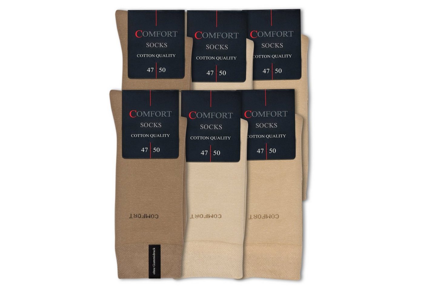 Die Sockenbude Basicsocken COMFORT XXL (Bund, 6-Paar, beige) Größe 47/50 (XXL) mit Softrand ohne Gummi von Die Sockenbude