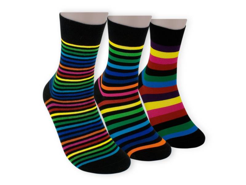 Die Sockenbude Basicsocken RS-Strumpf REGENBOGEN (Bund, 3-Paar, extrafeine Maschenqualität) weicher Softrand ohne Gummidruck von Die Sockenbude