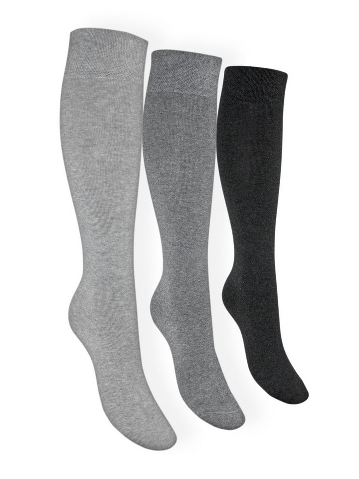 Die Sockenbude Kniestrümpfe RS-Strumpf SILBER (Bund, 3-Paar, Grautöne) Komfortrand von Die Sockenbude