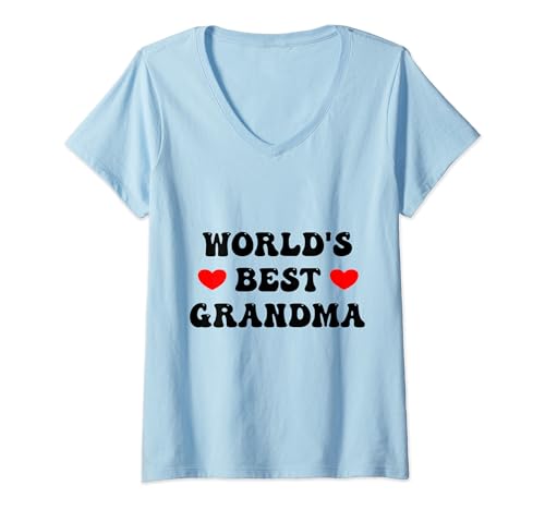 Damen World's Best Grandma Beste Oma T-Shirt mit V-Ausschnitt Damen World's Best Grandma Beste Oma T-Shirt mit V-Ausschnitt von Die beste Oma der Welt