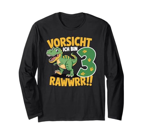 Kinder 3 Jahre Dinosaurier Dino 3 Geburtstag ich Bin 3 Junge Langarmshirt von Die besten Dinosaurier Geburtstagsshirt Geschenke