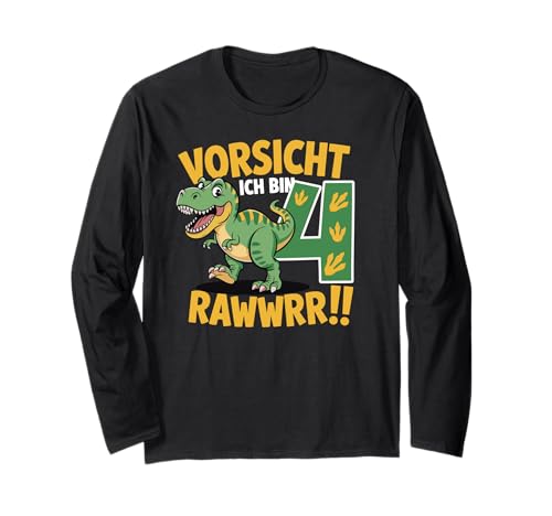 Kinder 4 Jahre Dinosaurier Dino 4 Geburtstag ich Bin 4 Junge Langarmshirt von Die besten Dinosaurier Geburtstagsshirt Geschenke