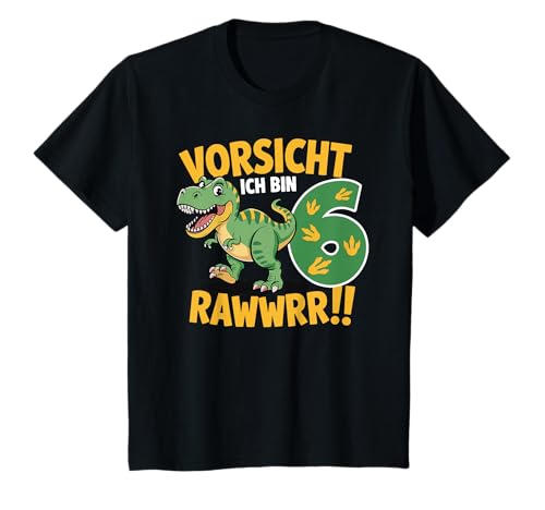 Kinder 6 Jahre Dinosaurier Dino 6 Geburtstag ich Bin 6 Junge T-Shirt von Die besten Dinosaurier Geburtstagsshirt Geschenke